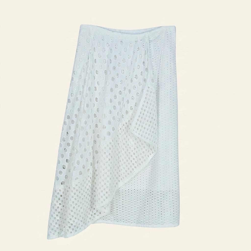 SJ와니 여성 뒷밴딩 펀칭 스커트 연아이보리68 (HU34292) 1