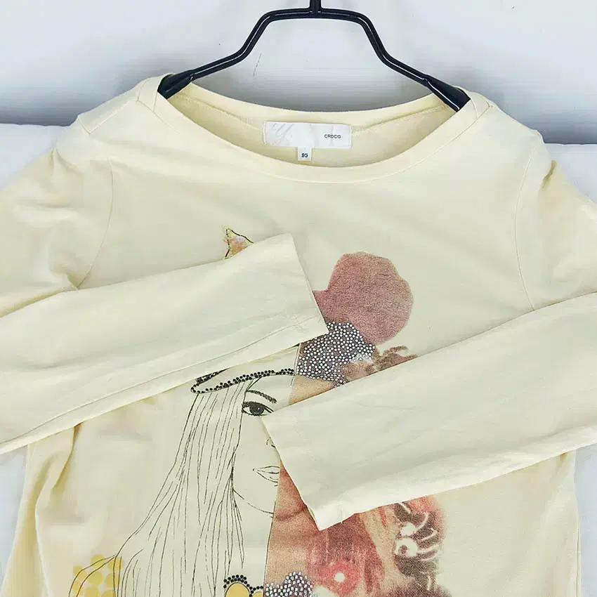 CROCO 여성 스판끼 스팽글 징데코 긴팔티 옐로우 (HU34224) 6