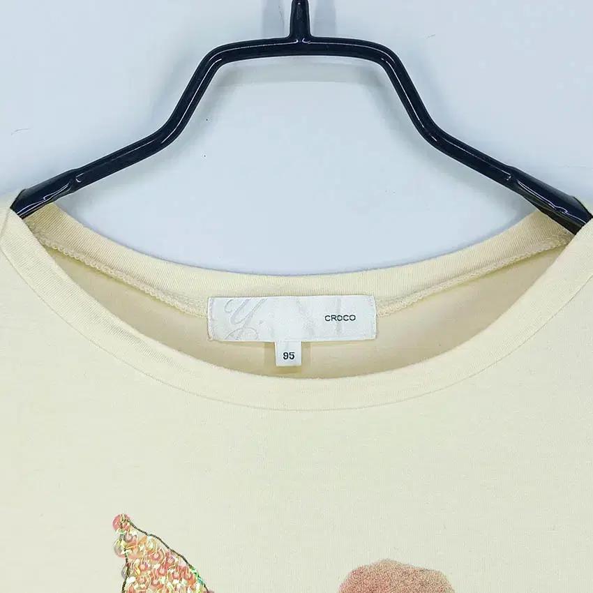 CROCO 여성 스판끼 스팽글 징데코 긴팔티 옐로우 (HU34224) 7