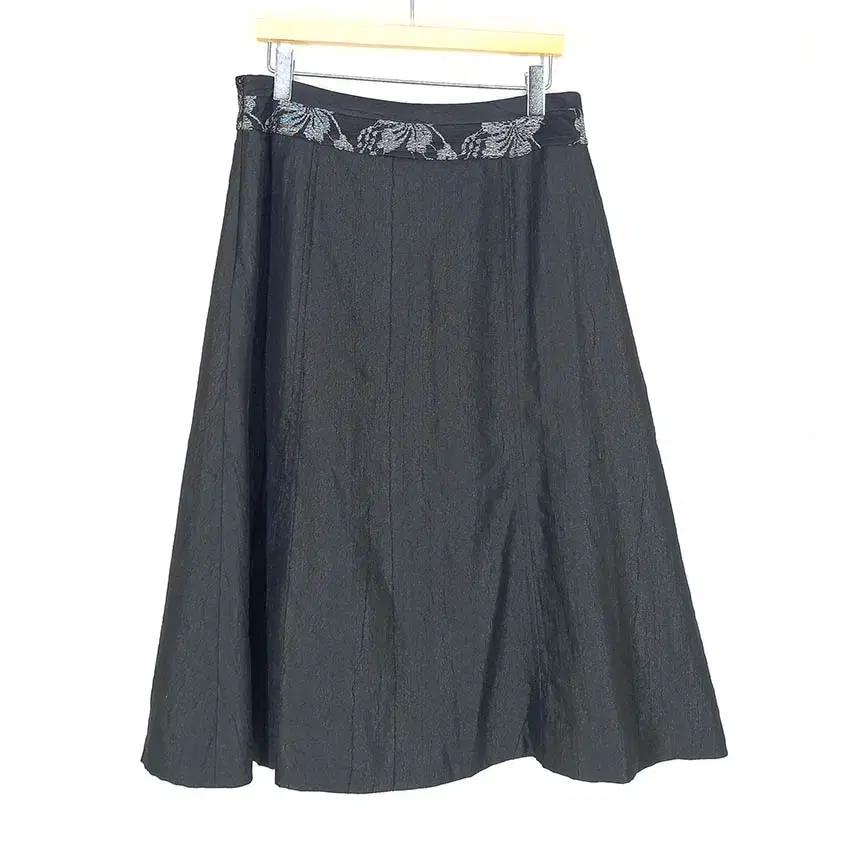 데무 여성 나일론혼방 은사꽃 롱스커트 블랙 (HU34092) 3