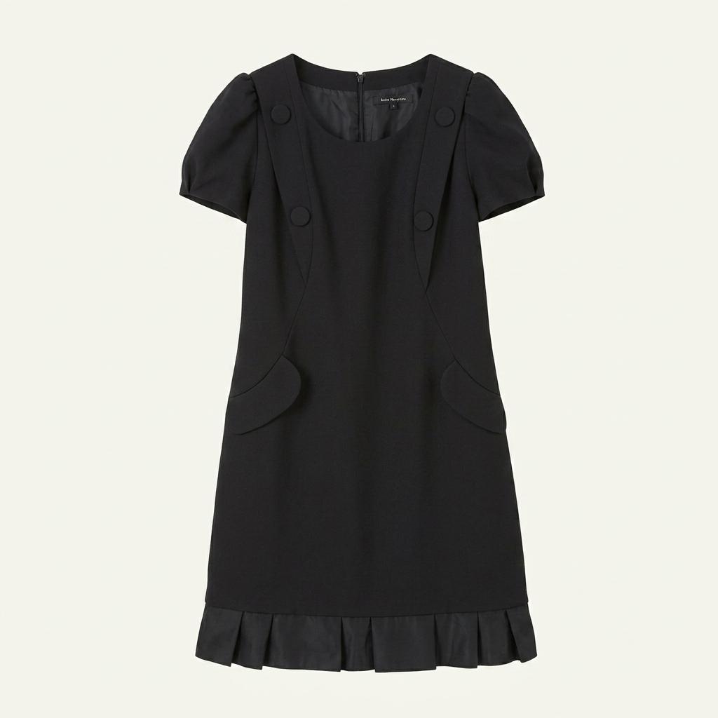 케네스레이디 여성 밑단주름 슬림 미니원피스 블랙 (HU33997) 1