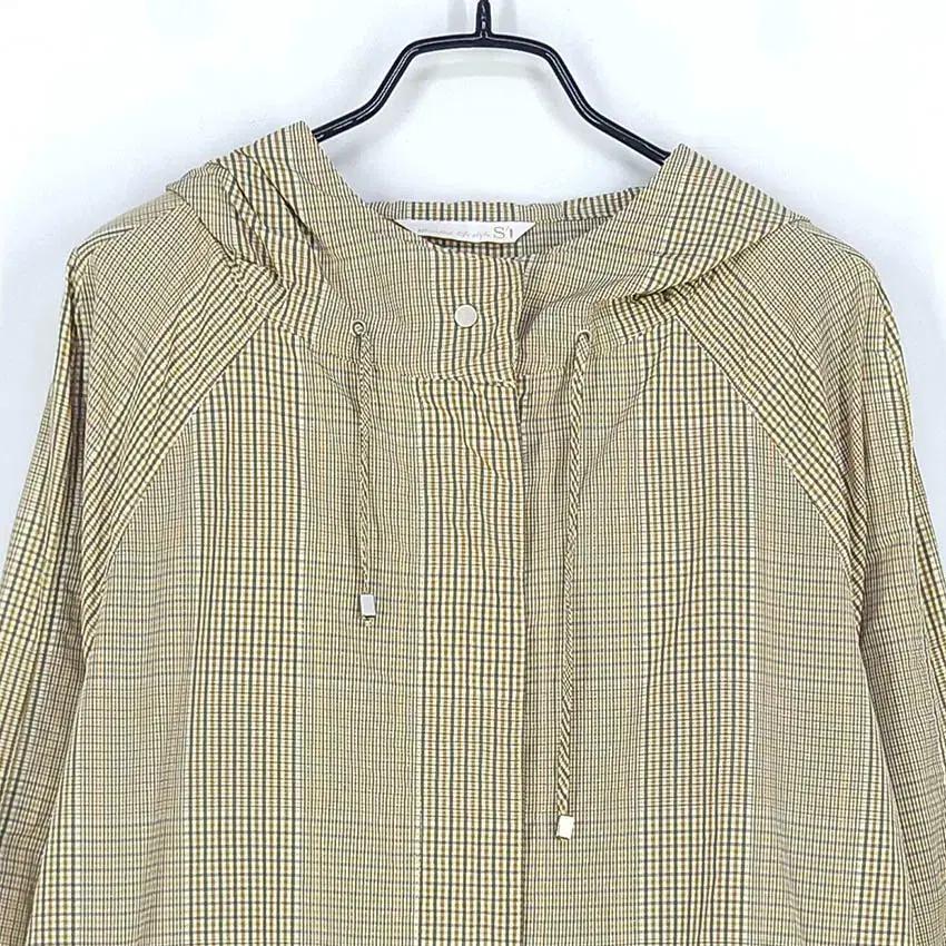 씨 여성 나일론혼방 체크 A라인 집업자켓 옐로66 (HU33768) 4