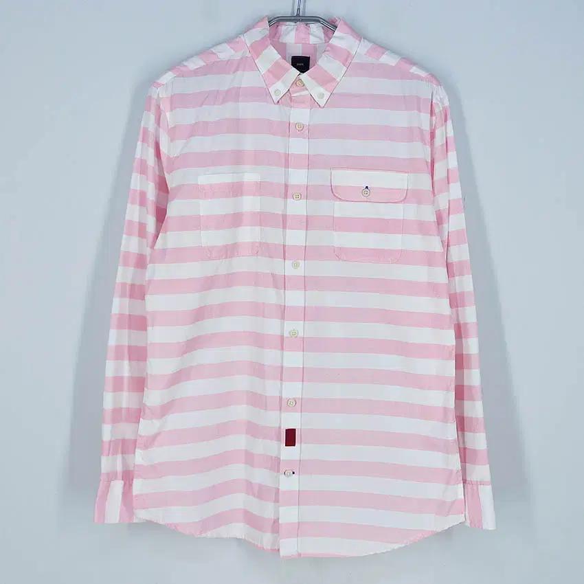 흄 남성 스트라이프 배색 긴팔셔츠 핑크105 (HU33697) 2