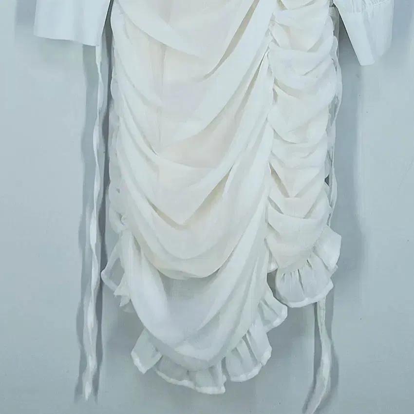 빈티지 여성 셔링 언발 미니원피스 화이트 (HU33689) 5