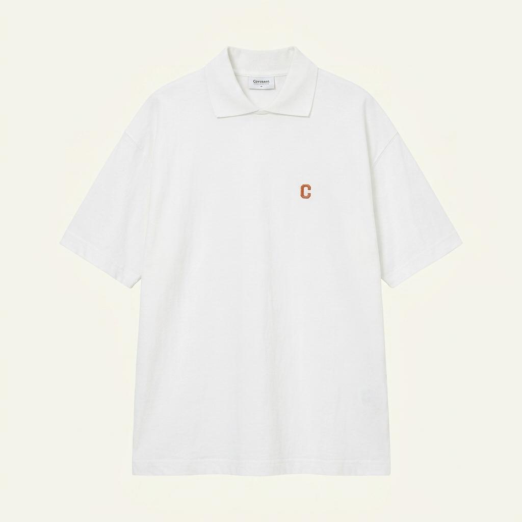 커버낫 남성 로고자수 카라반팔티 화이트XL (HU33628) 1