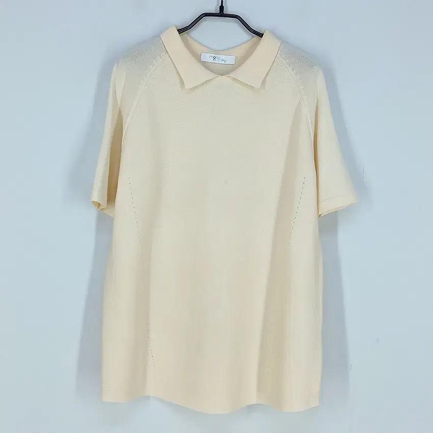 모노앤밀키 여성 카라넥 니트반팔티 베이지 (HU33590) 2