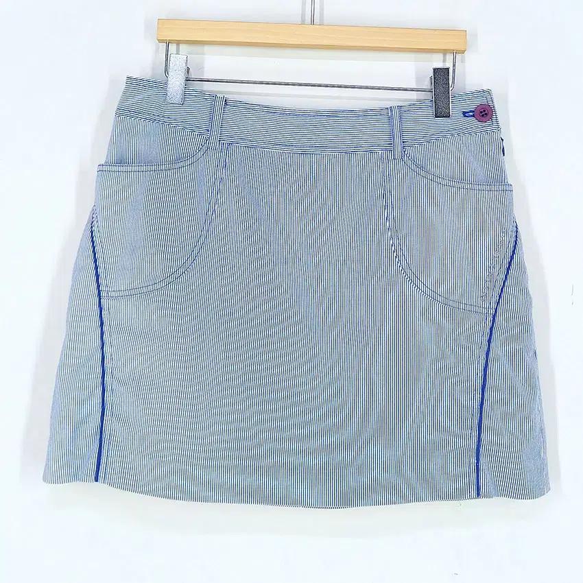 루이까스텔 여 힙자수 스트라이프 치마바지 블루 (HU33466) 2