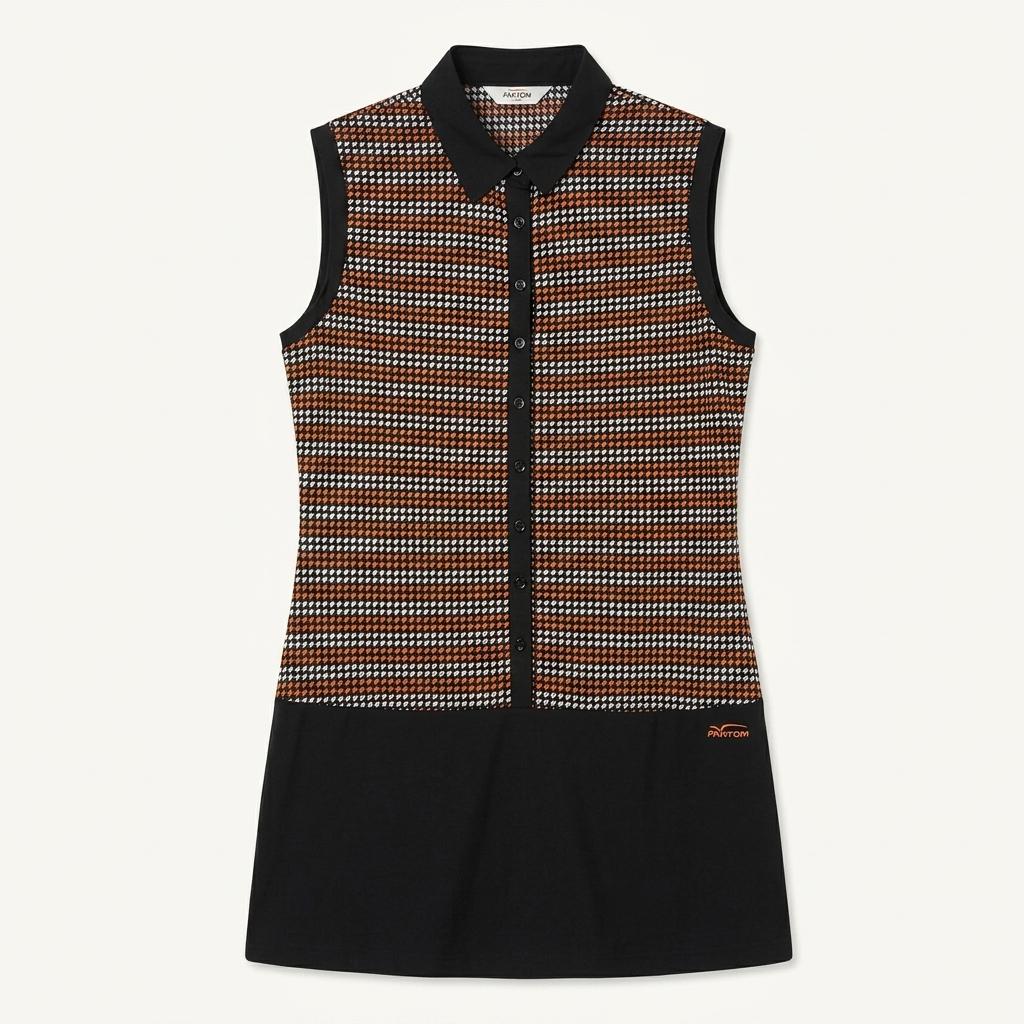 팬텀 여 반버튼 하단단추장식 스판끼 민소매탑 블랙 (HU33381) 1