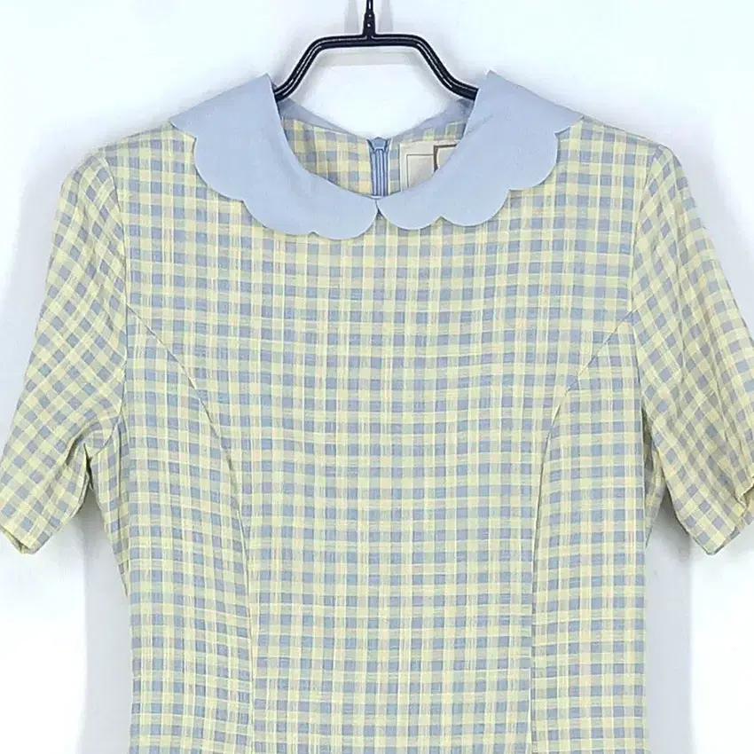 시티브리즈 여 물결카라 체크 미디원피스 옐로우 (HU33224) 4