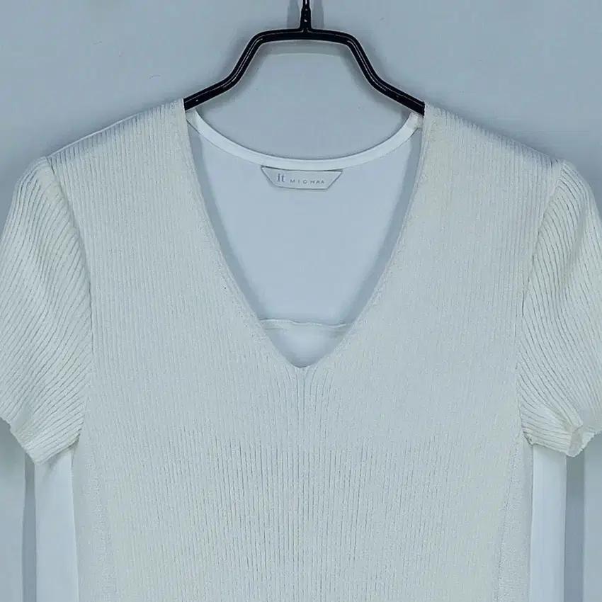 잇미샤 여성 백쉬폰 골지니트 반팔탑 아이보리82 (HU33219) 4