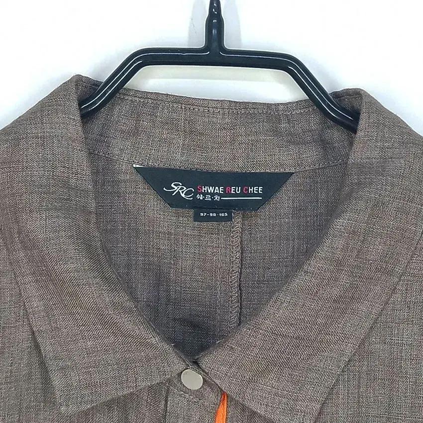 쉐르치 여성 린넨100% 롱 반팔셔츠 브라운97 (HU33145) 7