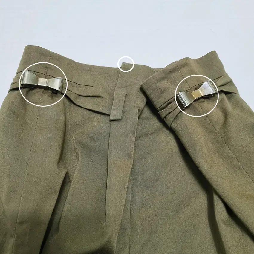 레니본 여성 메탈리본 핀턱 미니스커트 카키 (HU33074) 8