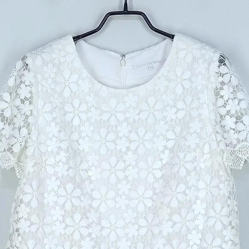 올리브데올리브 배색 레이스 미니원피스 아이보리 (HU32974) 4