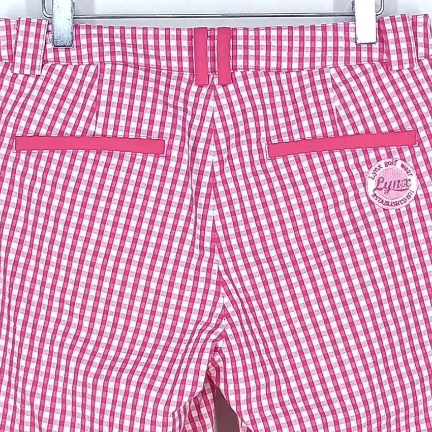 링스골프 여성 스판 펄 체크 7부팬츠 핑크 (HU32886) 6