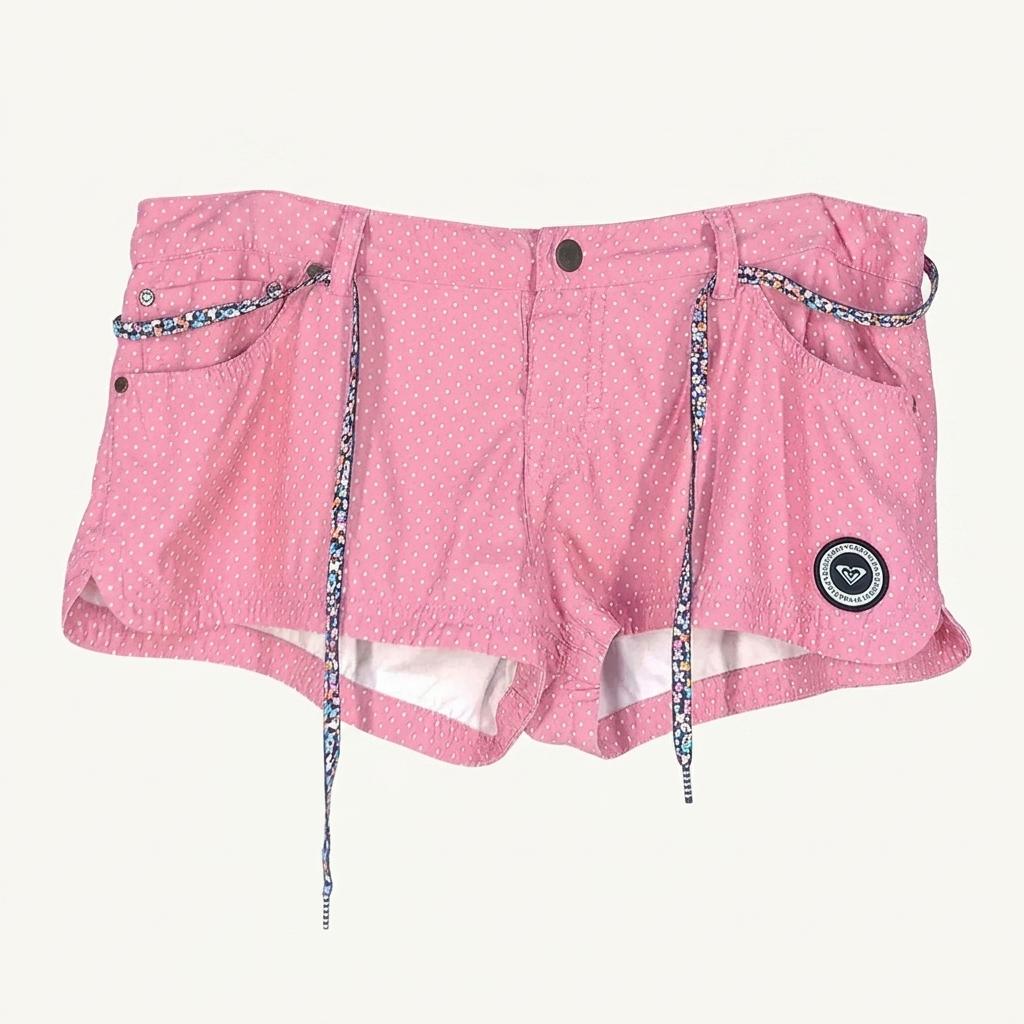록시 여성 허리끈 로고패치 도트 미니팬츠 핑크 (HU32790) 1