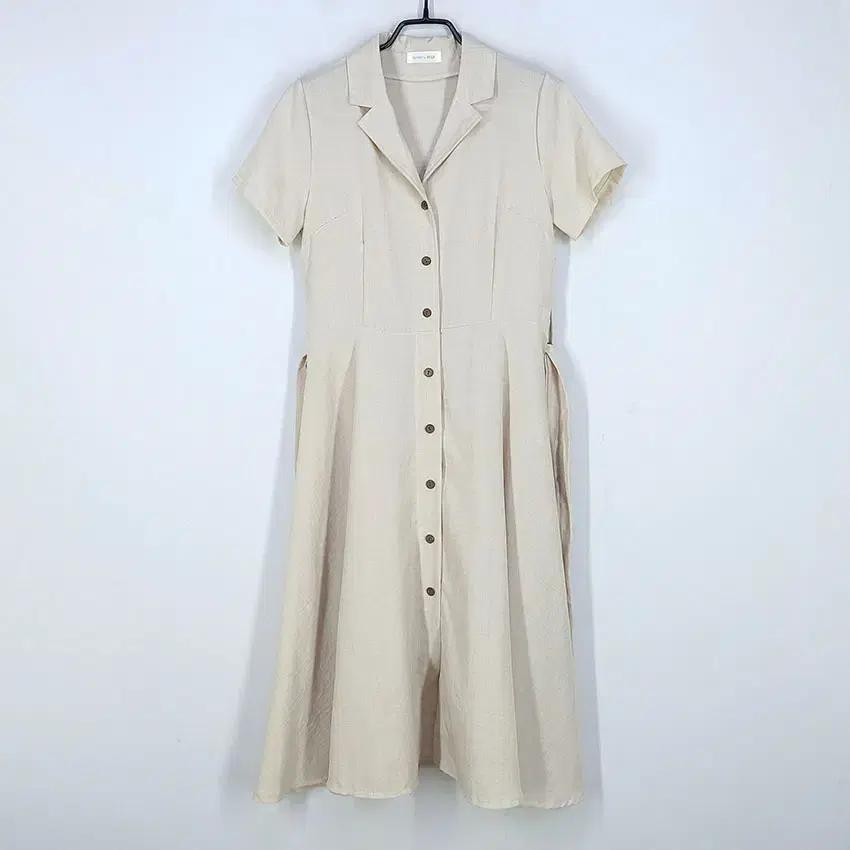 리안 여 허리끈 카라넥 미디원피스 오트밀85 (HU32746) 2