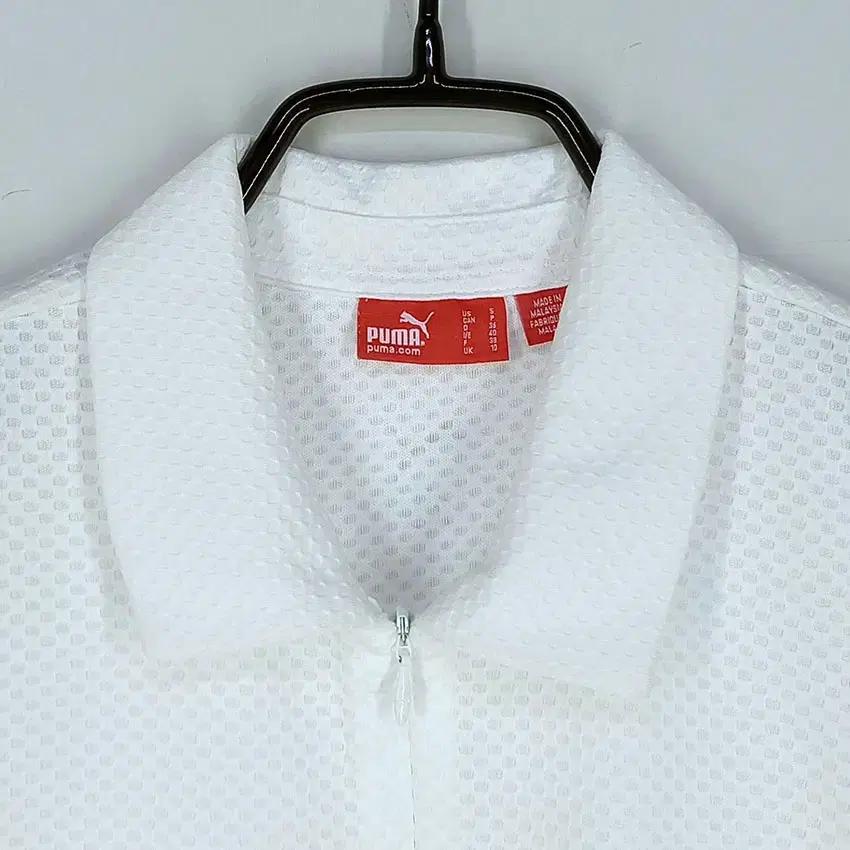 푸마 여성 로고자수 엠보 반집업 반팔티 연아이보리 (HU32725) 7