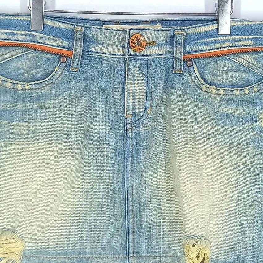 빈티지 여 워싱 헤짐 미니 데님스커트 중청L (HU32599) 4