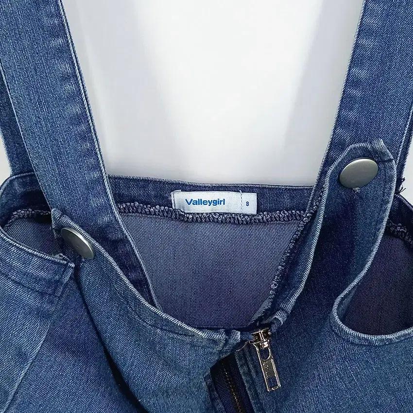 벨리걸 여 앞지퍼 멜빵 미니 데님원피스 중청 (HU32574) 6