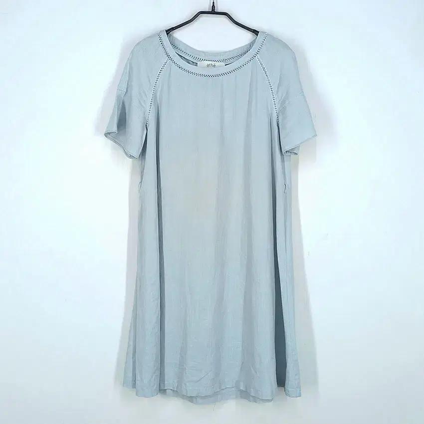 아뗴 펀칭라인 마100% 미니원피스 톤다운연블루85 (HU32535) 2