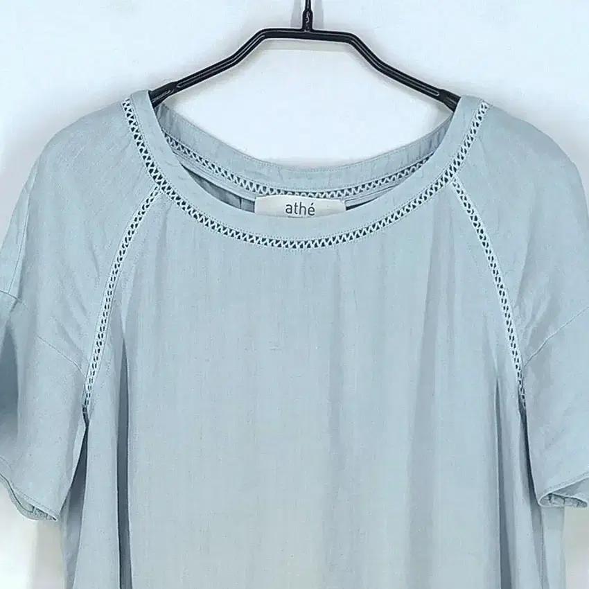 아뗴 펀칭라인 마100% 미니원피스 톤다운연블루85 (HU32535) 4