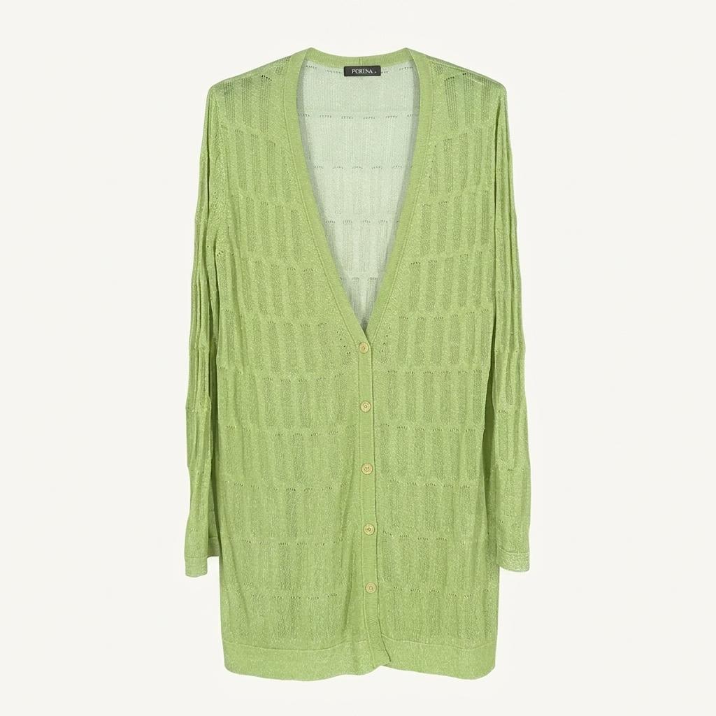 휴리나 여성 딥V넥 견혼방 얇은 가디건 그린S (HU32451) 1