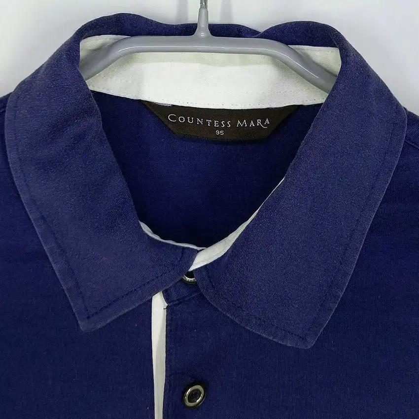 카운테스마라 남 코튼 배색 카라반팔탑 다크블루95 (HU22836) 7