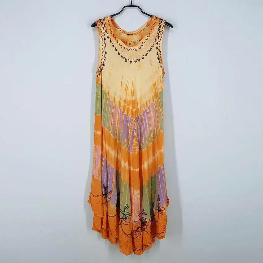 빈티지 여 언발 타이다이 민소매원피스 오렌지F (HU23476) 2