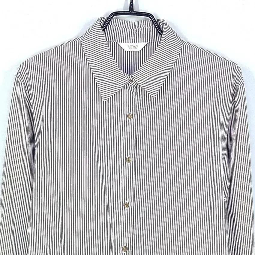 리안 앞이중 스트라이프 셔츠 미니원피스 브라운 (HU31834) 4