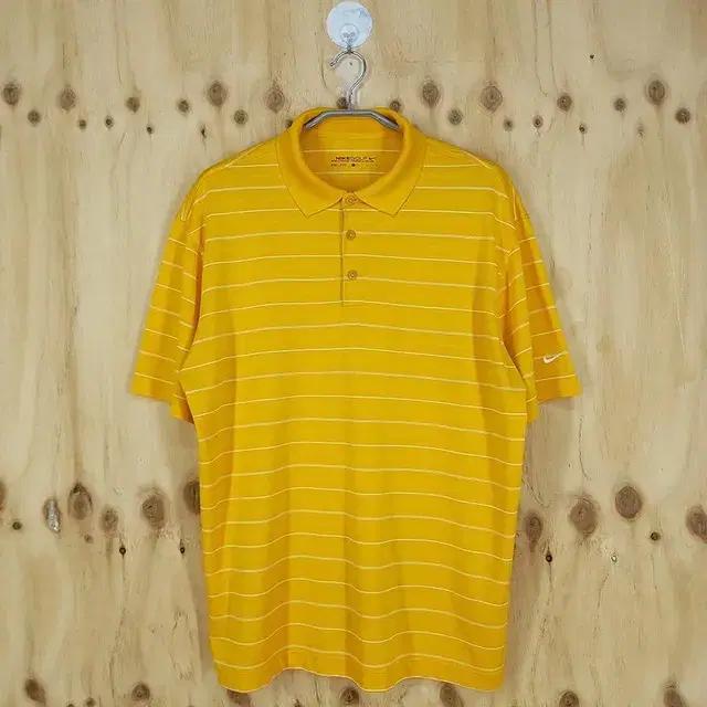 나이키 옐로우 화이트라인 단가라 카라 반팔티 L (HU7842) 2