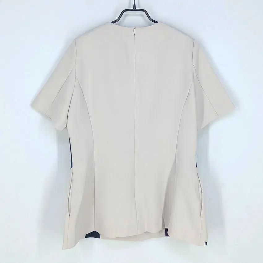 메디린 여성 배색 반팔블라우스 베이지 (HU31509) 3