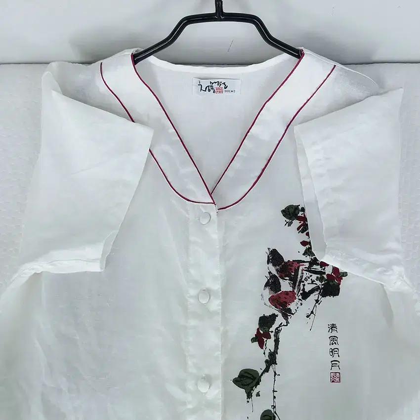 청풍청월 여 수미애 콩버튼 마100% 셔츠 화이트90 (HU16527) 6