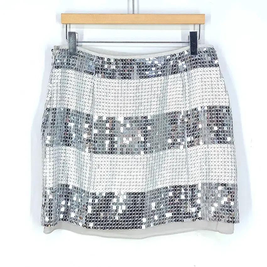 주크 여 슬림핏 스팽글 미니스커트 그레이67 (HU31341) 3