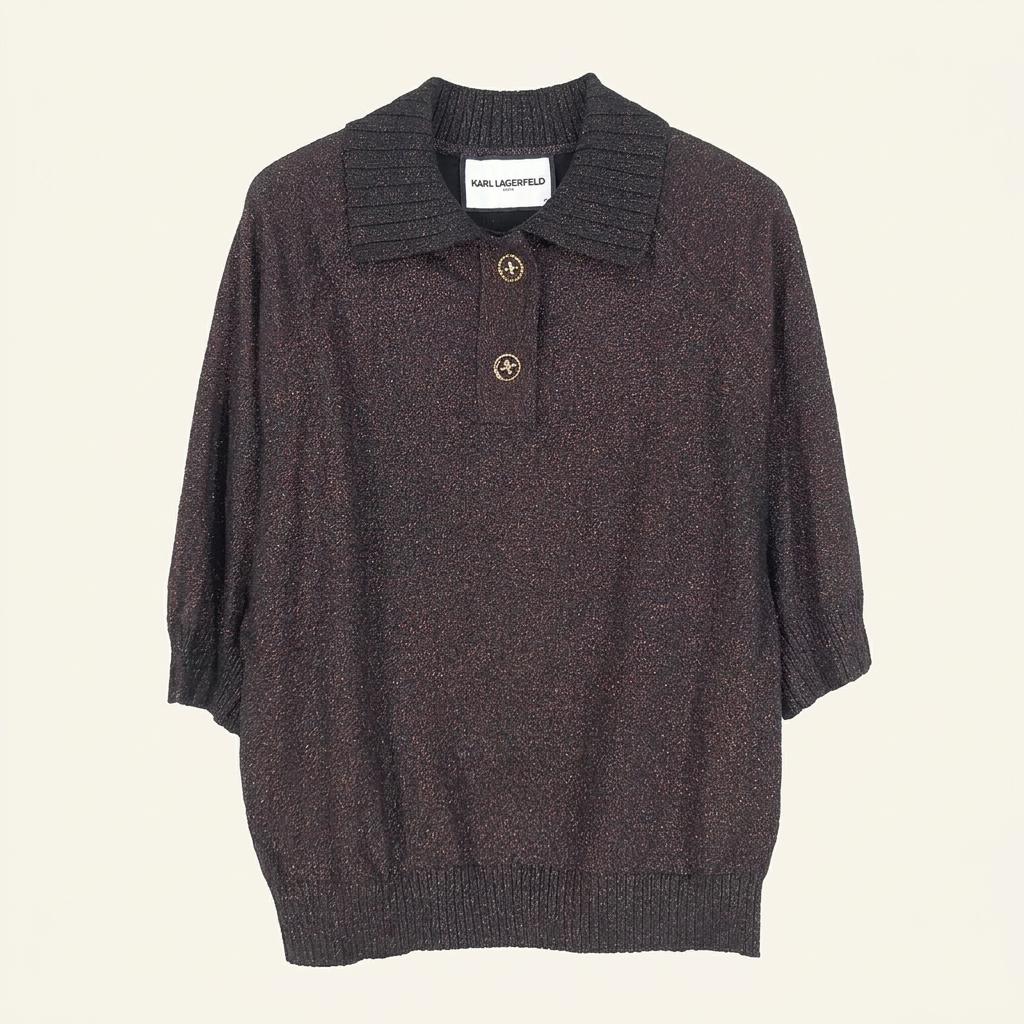칼라거펠트 여 5부소매 카라니트티 펄레드브라운85 (HU29213) 1