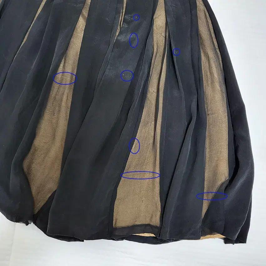 린 여 견배색 핀턱 플레어스커트 블랙 (HU31160) 8