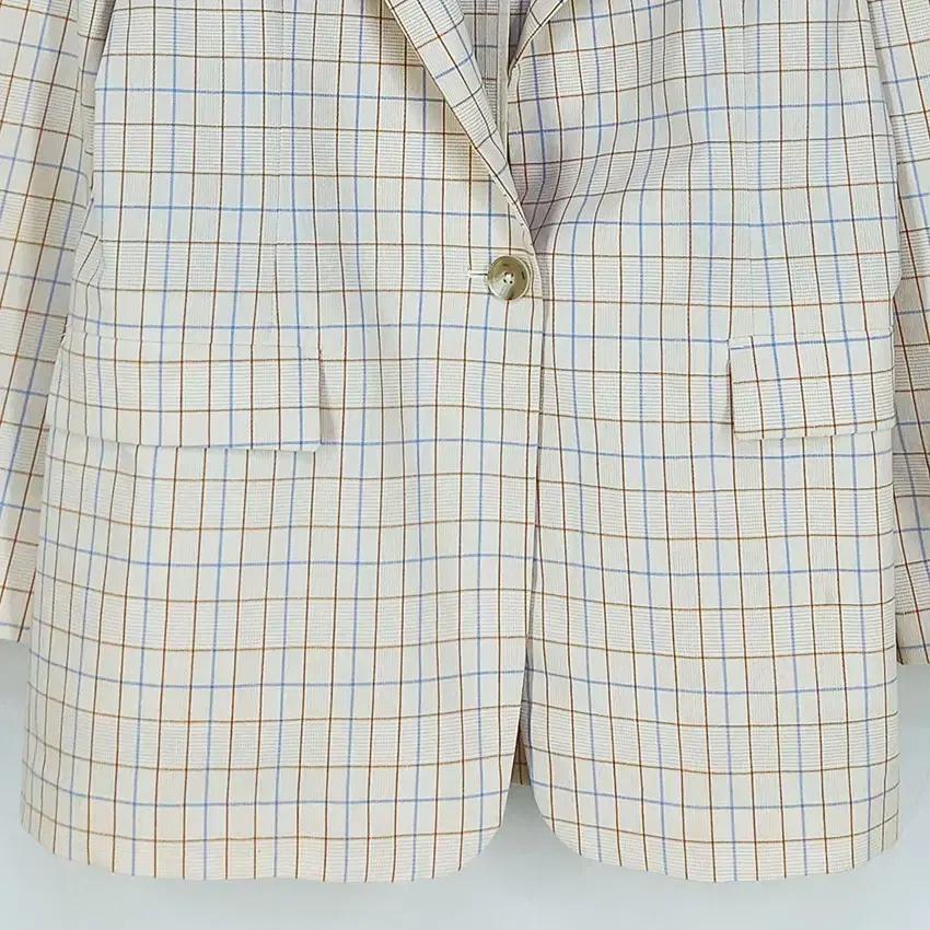볼 여성 체크배색 마혼방 자켓 베이지55 (HU31091) 5