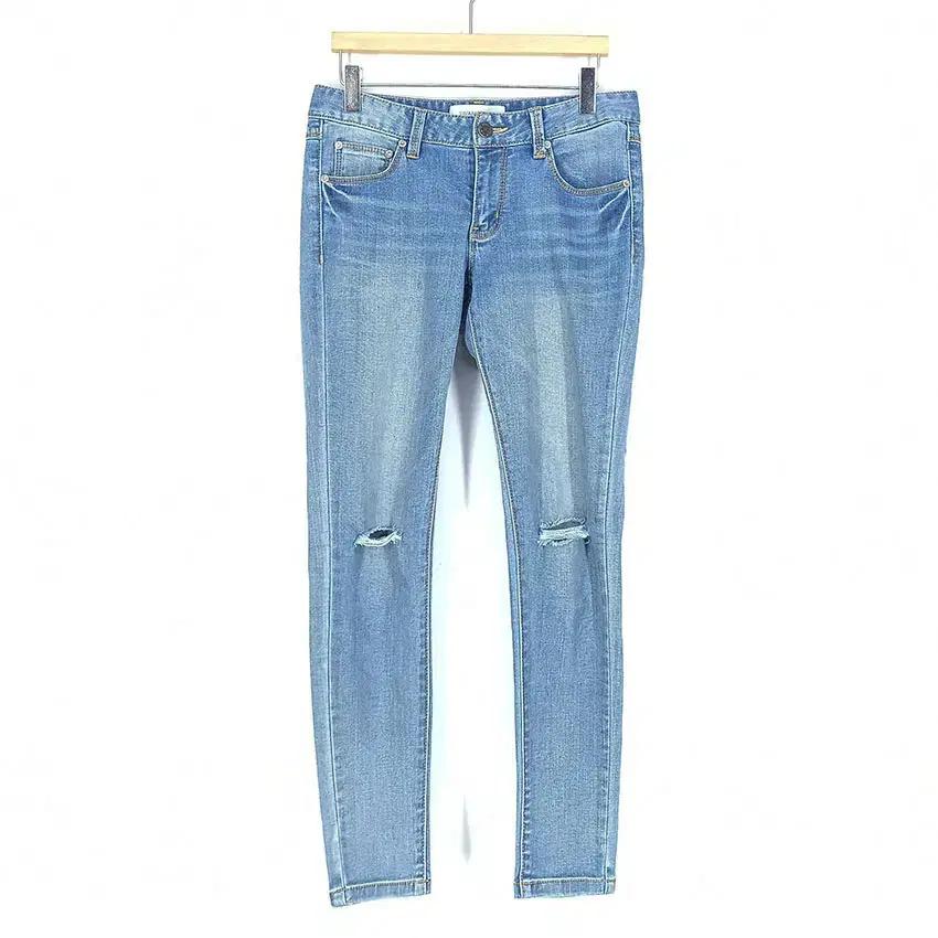 스완진 여 트임 워싱 스판끼 스키니 데님팬츠 중청25 (HU31062) 2