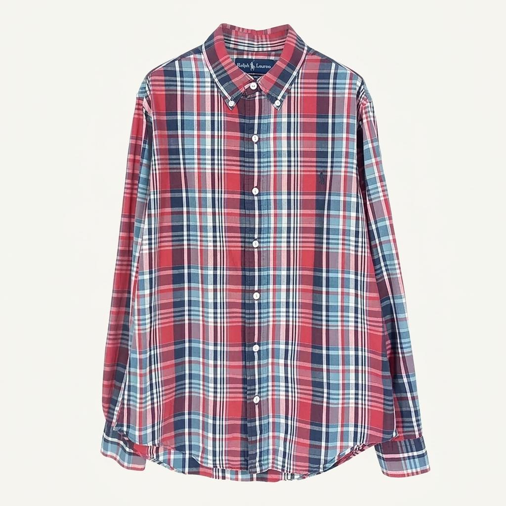 랄프로렌 남성 커스텀핏 체크 긴팔셔츠 톤다운레드M (HU30971) 1