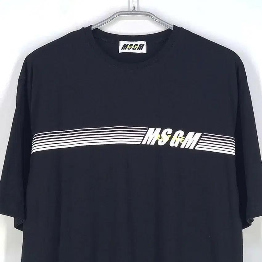 MSGM 남 화이트배색 프린팅 라운드반팔탑 블랙L (HU23689) 4