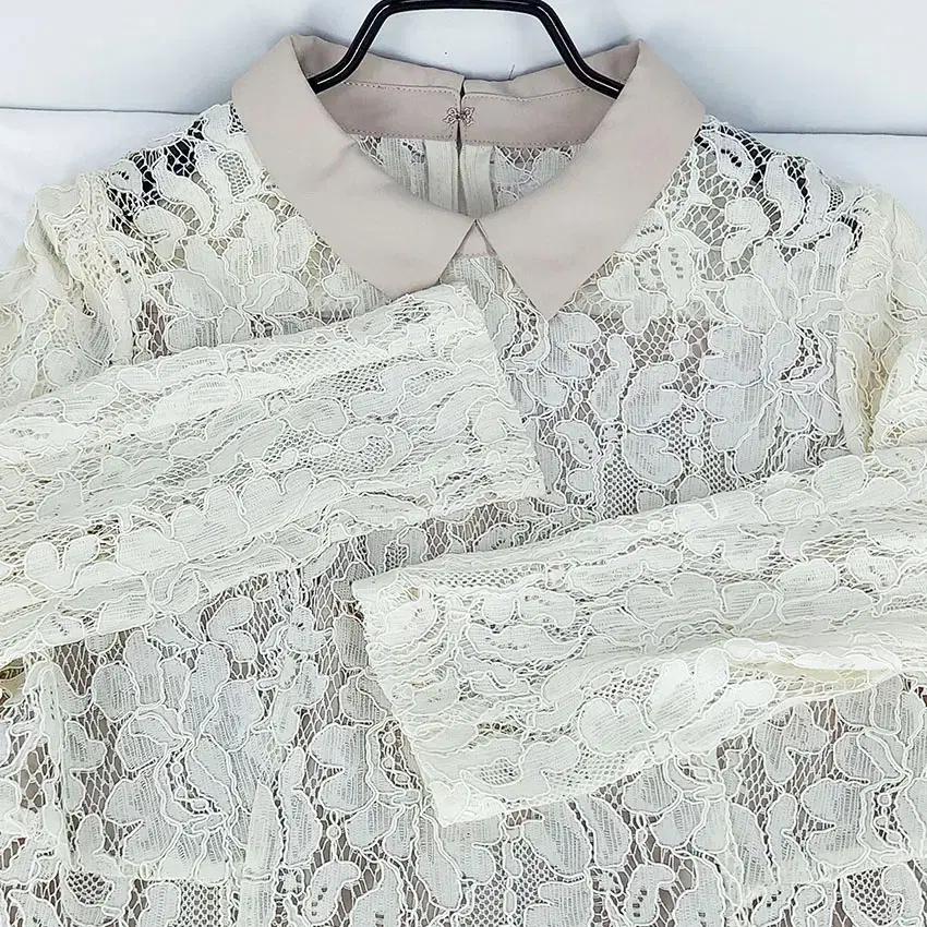 씨씨콜렉트 넥배색 레이스 미니원피스 크림 (HU30907) 6
