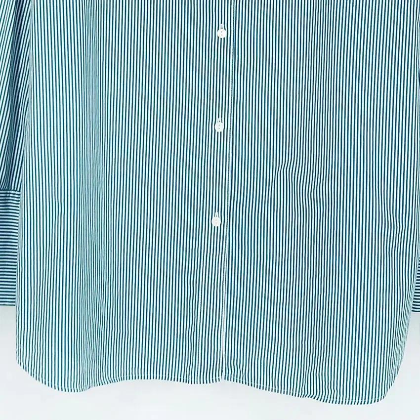 A&D 여 코튼 스트라이프 긴팔셔츠 그린90 (HU30773) 5