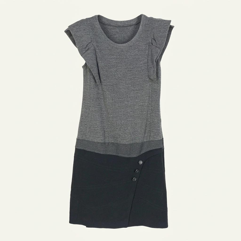 보브 여성 춘하 캡소매 블랙배색 미니원피스 그레이82 (HU30629) 1