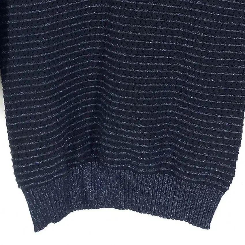 칼라거펠트 여 펀칭 카라넥 네이비펄 니트티 블랙55 (HU30525) 5