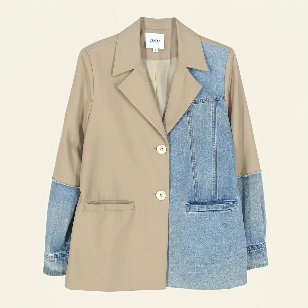JINAI 여성 데님데코 블레이저 자켓 베이지S (HU30310) 1