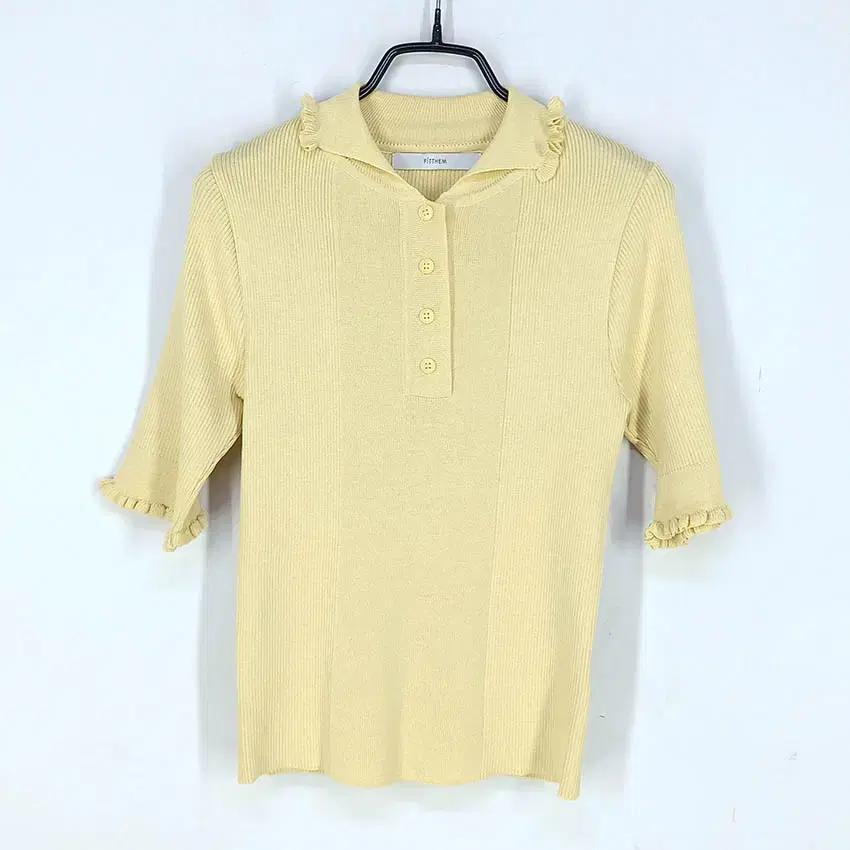 핏뎀 여 슬림핏 레이온혼방 카라반팔니트티 옐로 (HU30163) 2