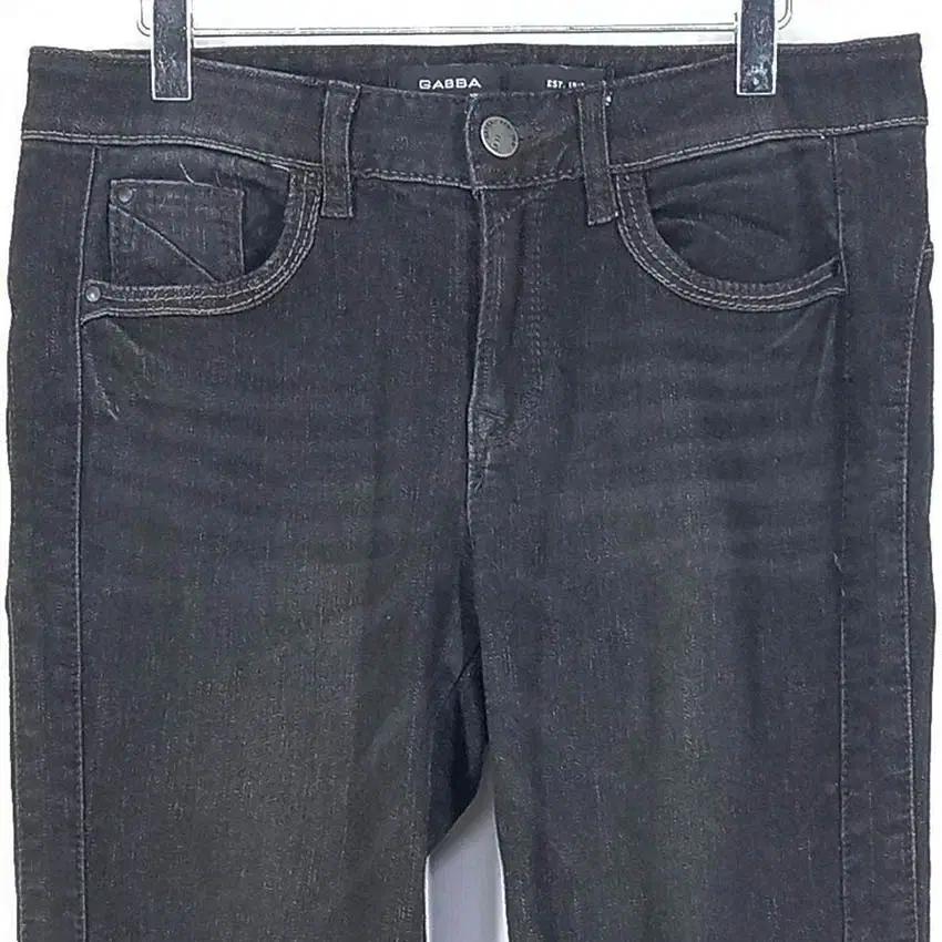 가바 여 약워싱 일자핏 스판끼 데님팬츠 흑청 (HU30091) 4