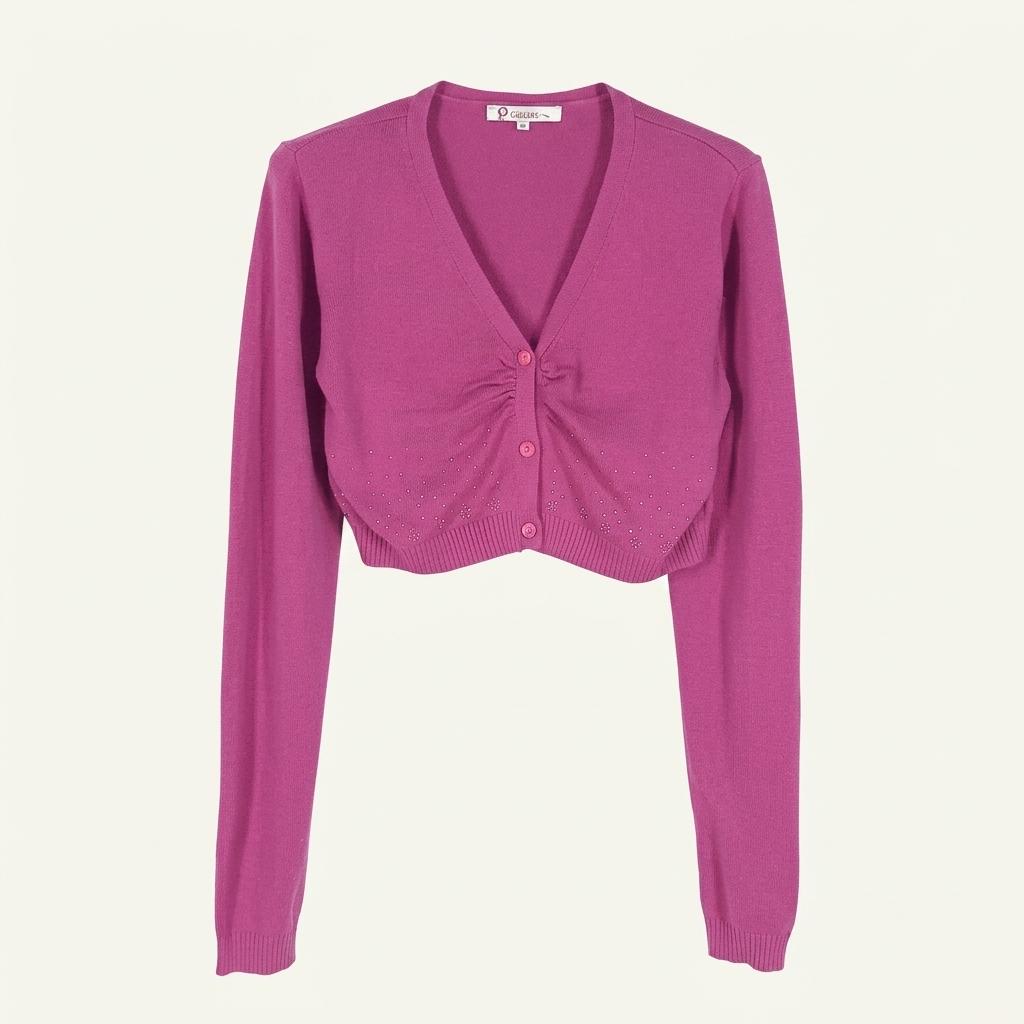 GIAJEANS 여 큐빅장식 크롭 가디건 핑크퍼플 (HU29986) 1