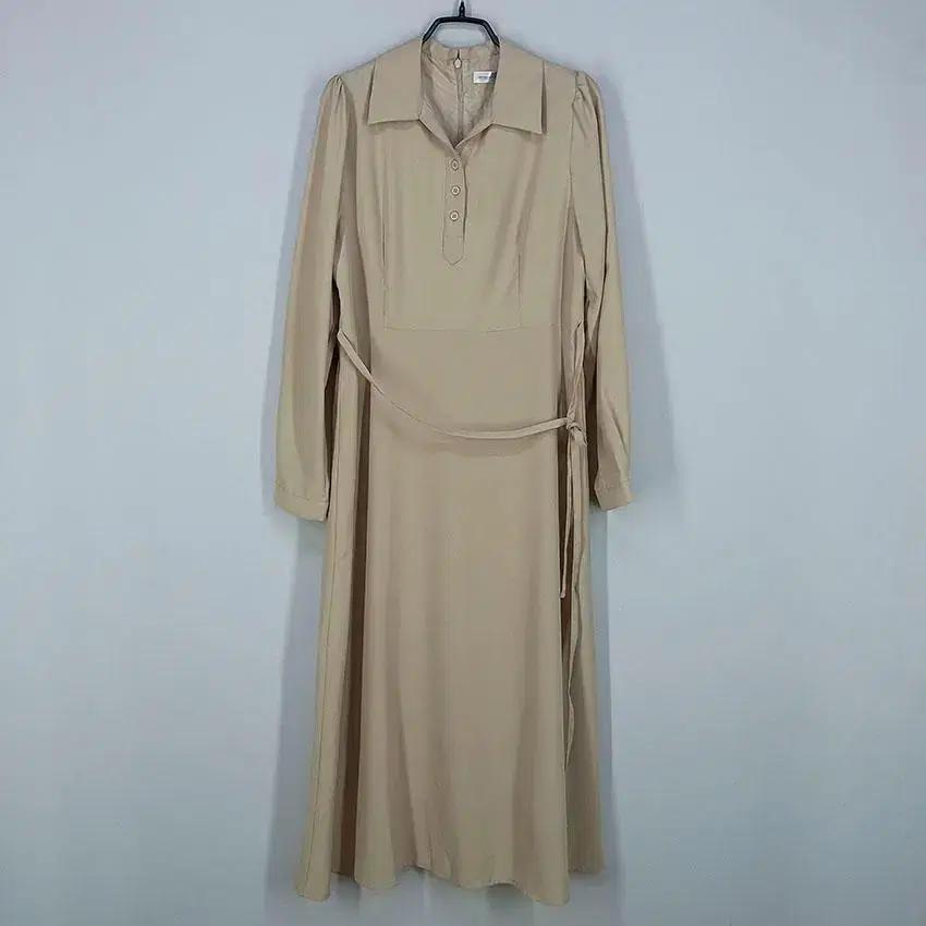 리리앤코 여 허리끈 미니V 롱카라원피스 베이지3 (HU22056) 2