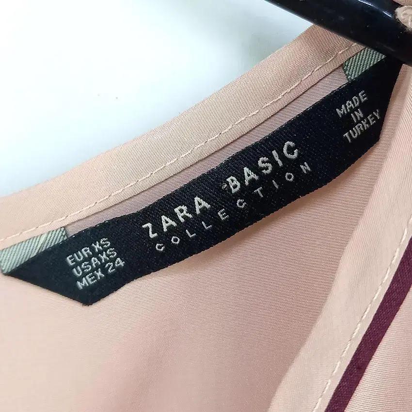 자라 여성 백홀 단가라배색 블라우스 살구베이지XS (HU15824) 7