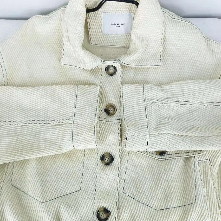 레이디볼륨 여 사선잔줄 춘추 자켓 베이지F (HU26608) 6